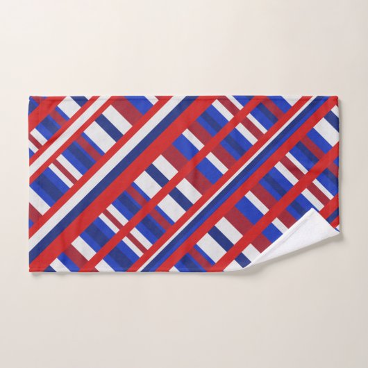 Plaid en diagonale rouge, blanc et bleu (Serviette à main)