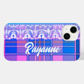 Plaid en kant paarse en roze schattig Case-Mate iPhone case (Achterkant (horizontaal))