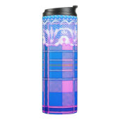 Plaid en kant paarse en roze schattig girly thermosbeker (Gedraaid links)