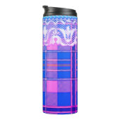 Plaid en kant paarse en roze schattig girly thermosbeker (Geroteerd rechts)