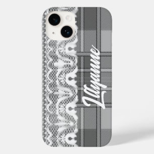 Plaid en kant zwart en wit schattig Case-Mate iPhone 14 hoesje