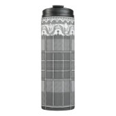 Plaid en kant zwart wit grijs schattig girly thermosbeker (Voorkant)