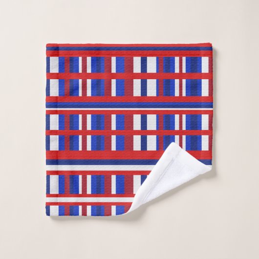 Plaid en rouge, blanc et bleu (Gant de toilette)