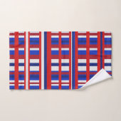 Plaid en rouge, blanc et bleu (Serviette à main)