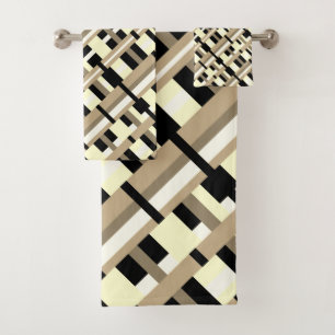 Plaid en Taupe, Tan, noir, blanc, diagonale modern