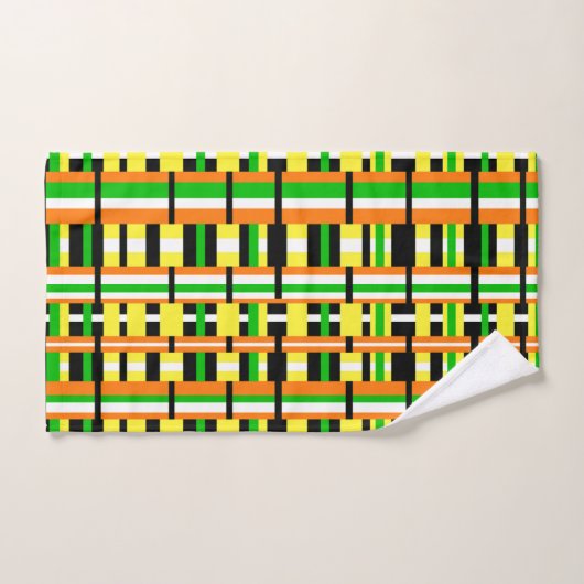 Plaid en vert, orange et jaune modèle moderne (Serviette à main)