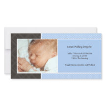Plaid et Micro Dots Bleu Nouveau Carte photo bébé