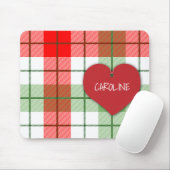 Plaid et tapis de souris rouges et verts de coeur (Avec souris)