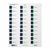 Plaid Étiquettes de adresse bleu et vert Tartan (Feuille entière)