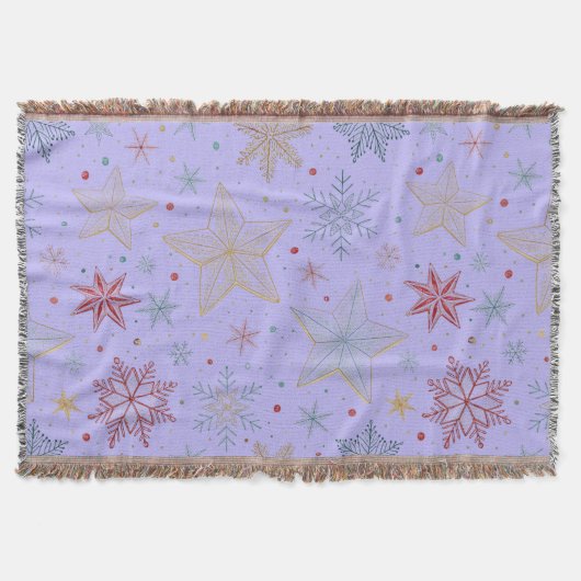 "Plaid Étoilé Pastel Tissu Couverture de Jeté (Devant)