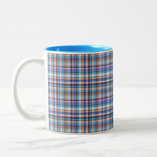 Plaid Fabric Checkered Print Pattern-57688 Tweekleurige Koffiemok (Links)
