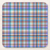Plaid Fabric Checkered Print Pattern-57688 Vierkante Kartonnen Onderzetter (Voorkant)