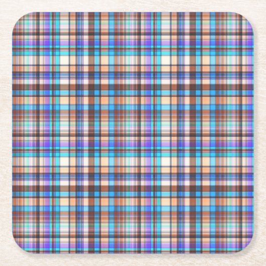 Plaid Fabric Checkered Print Pattern-57688 Vierkante Kartonnen Onderzetter (Voorkant)