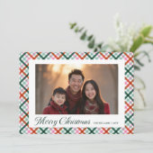 Plaid Family Photo Modern Joyeux Carte de Noël (Debout devant)