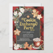 Plaid Floral Christmas Cookie Exchange Party Kaart (Voorkant)