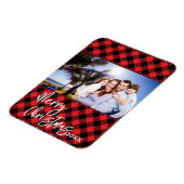 Plaid Foto Kerst Kaart - Lijst Magnet Keepsake Magneet (Linkerzijde)