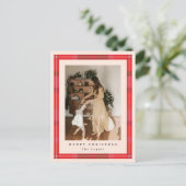 Plaid Frame Holiday Postcard Feestdagenkaart (Staand voorkant)