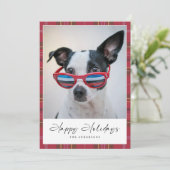 Plaid Funny Chien Joyeux Vacances Carte photo (Debout devant)
