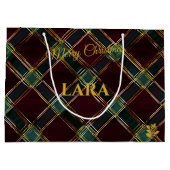 Plaid-geïnspireerde Bourgogne en Groene Kerst Cust Groot Cadeauzakje (Achterkant)