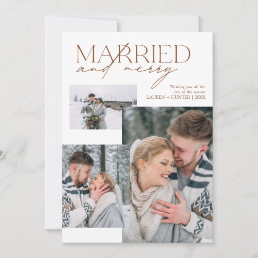 Plaid Getrouwd en Merry Script Pas getrouwd Foto's Feestdagenkaart (Voorkant)