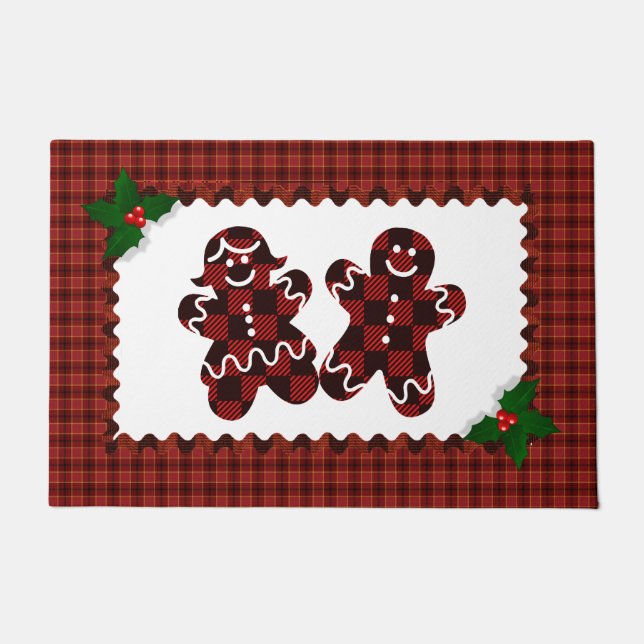 Plaid Gingerbread Man en Vrouwen Deurmat (Voorkant)