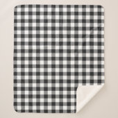 Plaid Gingham Black White Birthday Sherpa Deken (Voorkant)