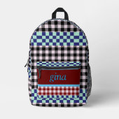 Plaid Gingham gepersonaliseerd Bedrukte Rugzak (Voorkant)