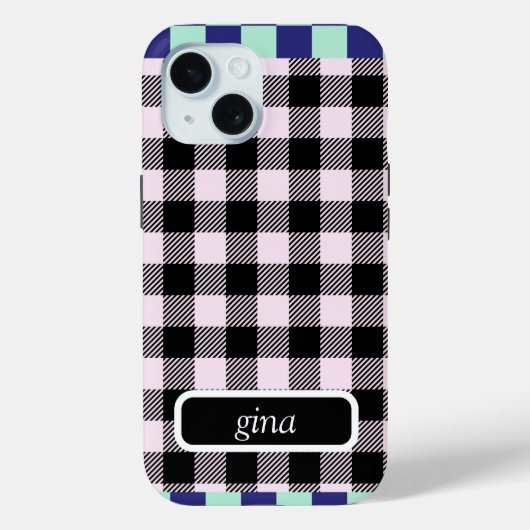 Plaid Gingham gepersonaliseerd Case-Mate iPhone Case (Achterkant)