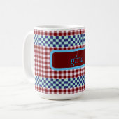 Plaid Gingham gepersonaliseerd Koffiemok (Voorkant links)