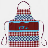 Plaid Gingham gepersonaliseerd Schort (Voorkant)
