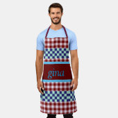 Plaid Gingham gepersonaliseerd Schort (Gedragen)
