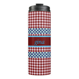Plaid Gingham gepersonaliseerd Thermosbeker