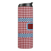 Plaid Gingham gepersonaliseerd Thermosbeker (Gedraaid links)