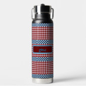 Plaid Gingham gepersonaliseerd Waterfles (Voorkant)