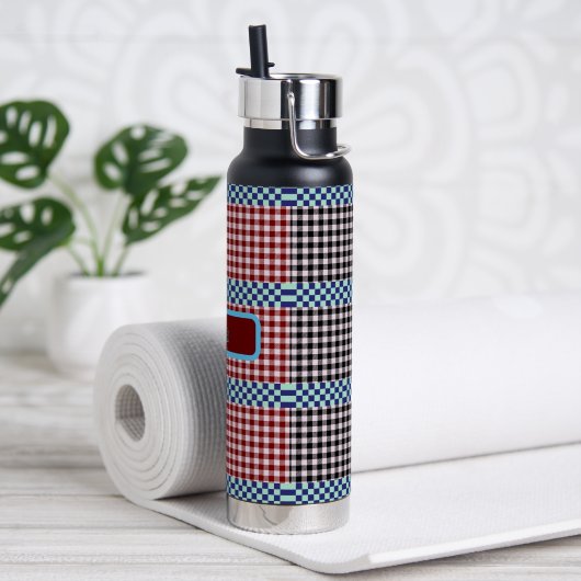 Plaid Gingham gepersonaliseerd Waterfles (Yoga)