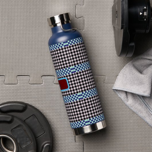 Plaid Gingham gepersonaliseerd Waterfles (Gym)