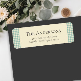 Plaid Gingham Retro Rustic Green Retour Adres Etiket
