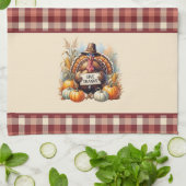 Plaid Gratitude – Thanksgiving Turkey with Pumpkin Theedoek (Gevouwen)