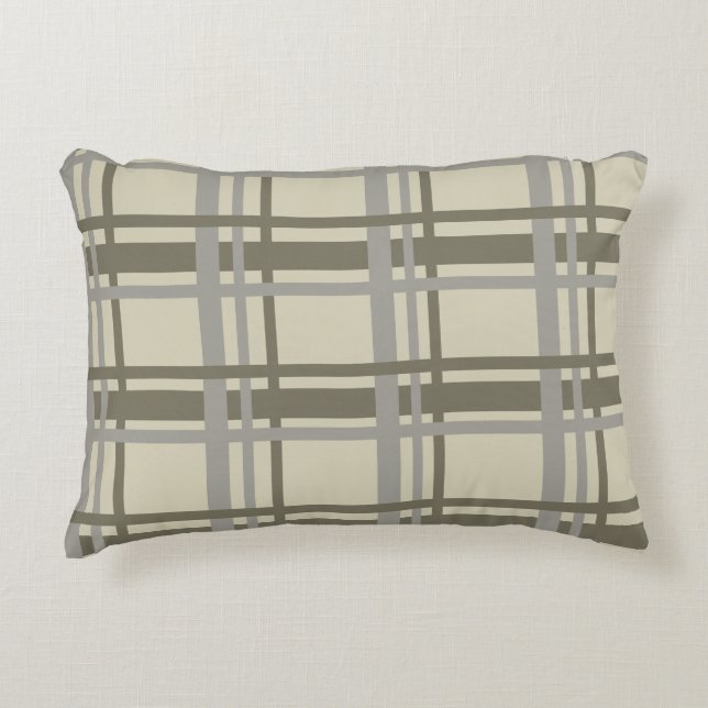 Plaid gray and cream accent kussen (Voorkant)
