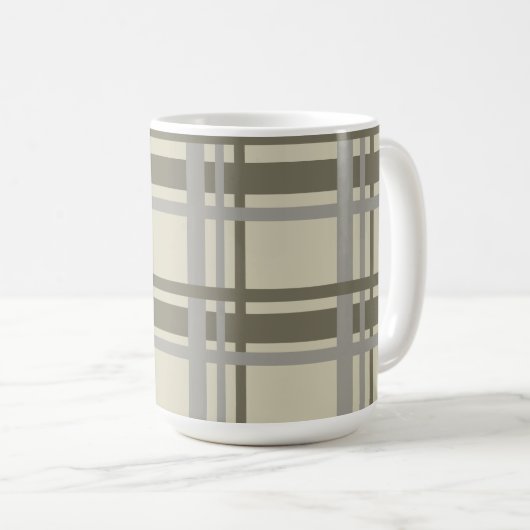 Plaid gray and cream koffiemok (Voorkant rechts)