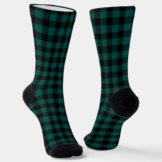 Plaid Green & White Initial Monogram Socks Sokken (Gebogen)