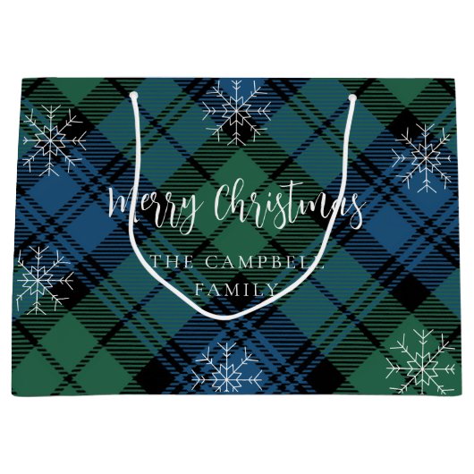 Plaid Groen Blauw Rustiek Campbell Tartan Groot Cadeauzakje (Voorkant)