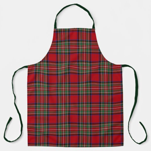 Plaid Groen en Rood Check Rustieke Stewart Tartan Schort (Voorkant)