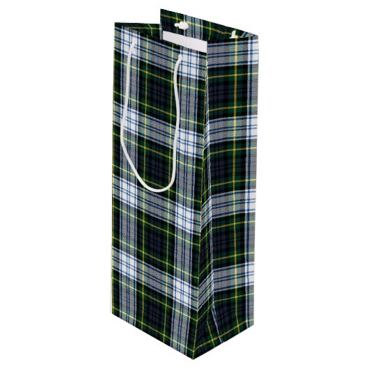 Plaid Groen Wit Gordon Tartan Feestelijke Partij Wijn Cadeautas (Voorkant Gekanteld)