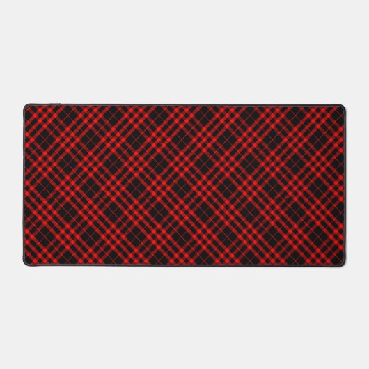 Plaid Grunge Patroon Tartan Cool Retro Zwart & Roo Bureaumat (Voorkant)