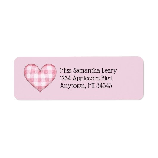 Plaid hart 3D-adres met aangepaste tekst Etiket (Voorkant)
