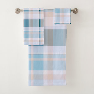 Plaid Herfst Shades Blues, Grijzen, Blush Bad Handdoek