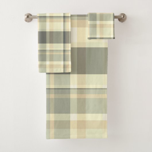 Plaid Herfst Shades Tarwe, Beige, Grijs Bad Handdoek (Insitu)
