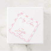 Plaid Holiday Gift Labels - Hot Pink & Red (In situ)