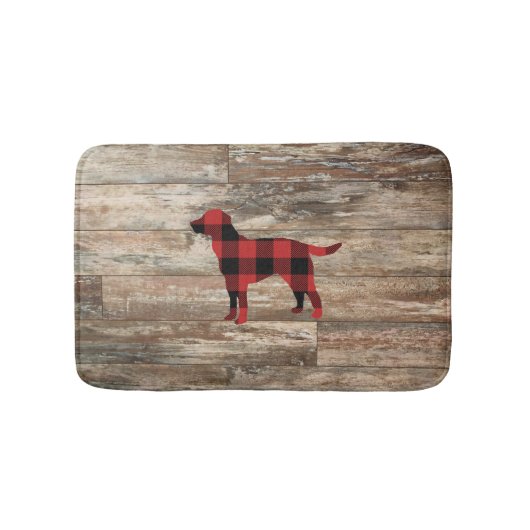 Plaid Hond Labrador Rustiek Hout Badmat (Voorkant)